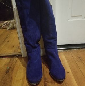 Blue suede boots